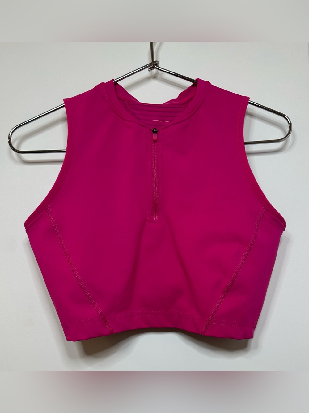 Nike Pro Dri-FIT 1/2 Zip Cropped Tank Top | Bright Pink | M